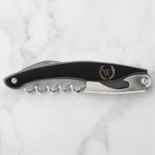 Elegantes Black Laurel Wreath Monogramm Kellnermesser (Rückseite)