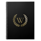 Elegantes Black Laurel Wreath Monogramm Notizblock (Vorderseite)