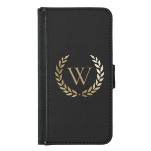 Elegantes Black Laurel Wreath Monogramm Geldbeutel Hülle Für Das Samsung Galaxy S5