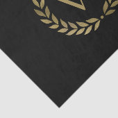 Elegantes Black Laurel Wreath Monogramm Seidenpapier (Ausschnitt)