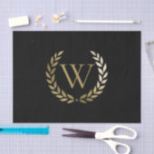 Elegantes Black Laurel Wreath Monogramm Seidenpapier (Handwerk)