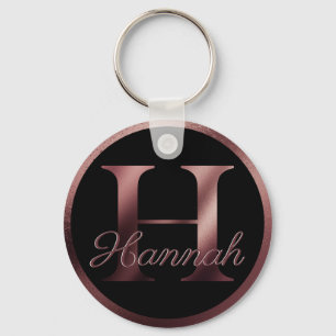 Elegantes Black Letter H Rose Gold Metallic Monogr Schlüsselanhänger