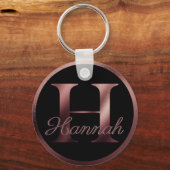 Elegantes Black Letter H Rose Gold Metallic Monogr Schlüsselanhänger (Vorderseite)