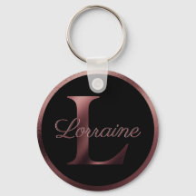 Elegantes Black Letter L Rose Gold Metallic Monogr