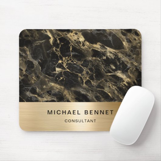 Elegantes Black Marble Gold Consultant Business Mousepad (Mit Mouse)