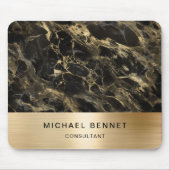 Elegantes Black Marble Gold Consultant Business Mousepad (Vorne)