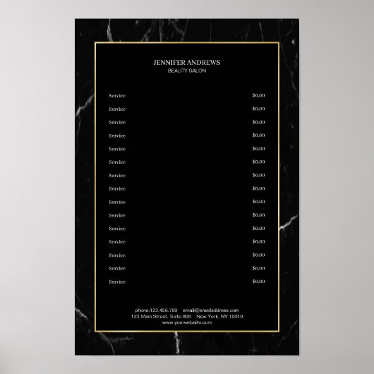 Elegantes Black Marble Gold Poster (Vorne)