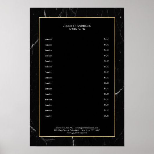 Elegantes Black Marble Gold Poster (Vorne)