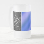 Elegantes Black Marble & Royal Blue Foil Monogramm Mattglas Bierglas (Vorderseite Links)