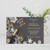 Elegantes Black Matted Silvester Party Einladung (Stehend Vorderseite)