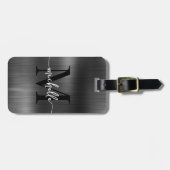 Elegantes Black Metal Gold Monogram, Initialskript Gepäckanhänger (Vorderseite horizontal)