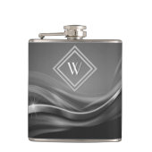 Elegantes Black Metallic Luxury Monogram Flachmann (Vorderseite)
