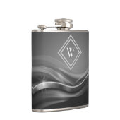 Elegantes Black Metallic Luxury Monogram Flachmann (Rechts)