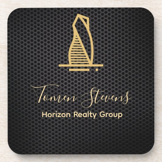 Elegantes Black Metallic Real Anwesen Getränkeuntersetzer (Vorderseite)