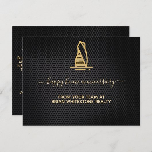 Elegantes Black Metallic Real Anwesen Postkarte (Vorne/Hinten)