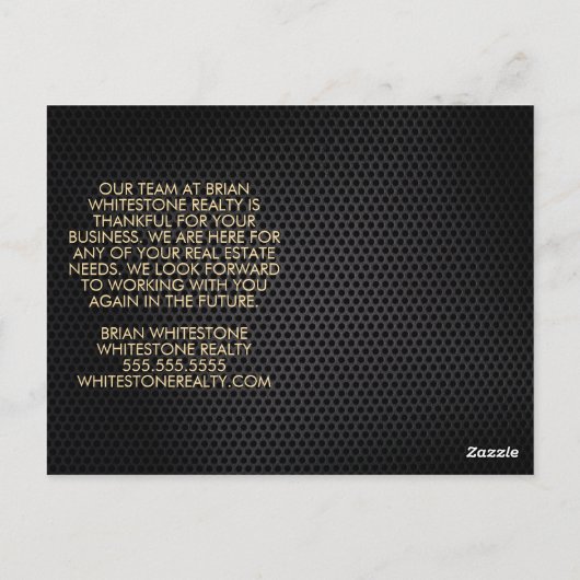 Elegantes Black Metallic Real Anwesen Postkarte (Rückseite)