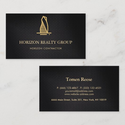 Elegantes Black Metallic Real Anwesen Visitenkarte (Vorne/Hinten)