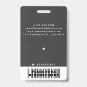 Elegantes Black Minimalistisch ID Barcode Business Ausweis (Back)