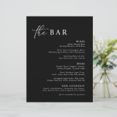 Elegantes Black Modern Minimalistisches Bar Menu (Stehend Vorderseite)