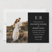 Elegantes Black Monogram Custom Foto Wedding Einladung (Vorderseite)