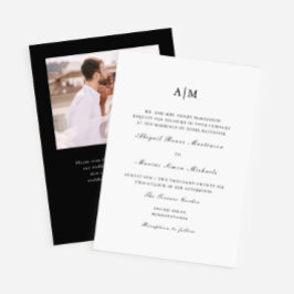 Elegantes Black Monogram QR UAwg Wedding Einladung