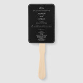 Elegantes Black Monogram Wedding Program Fächer (Vorderseite)