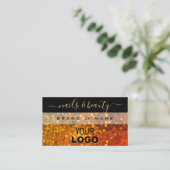 Elegantes Black Orange Gold Sparkle Glitzer Add Lo Visitenkarte (Stehend Vorderseite)