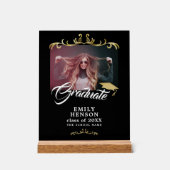 Elegantes Black Ornaments Grad Abschluss Foto Acrylschild (Vorderseite)