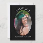 Elegantes Black Oval Abschluss Foto Vielen Dank Dankeskarte (Vorderseite)