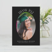 Elegantes Black Oval Abschluss Foto Vielen Dank Dankeskarte (Stehend Vorderseite)