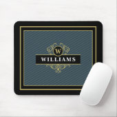 Elegantes Black Pinstripe Monogramm Mousepad (Mit Mouse)