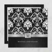Elegantes Black & Platinum 50. Hochzeitstag Einladung (Vorne/Hinten)