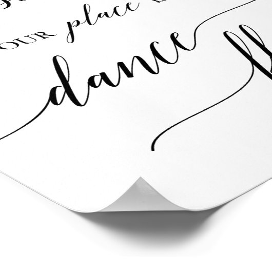 Elegantes Black Platzkarte Dance Floor Sign Poster (Ecke)
