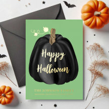 Elegantes Black Pumpkin Halloween Gold