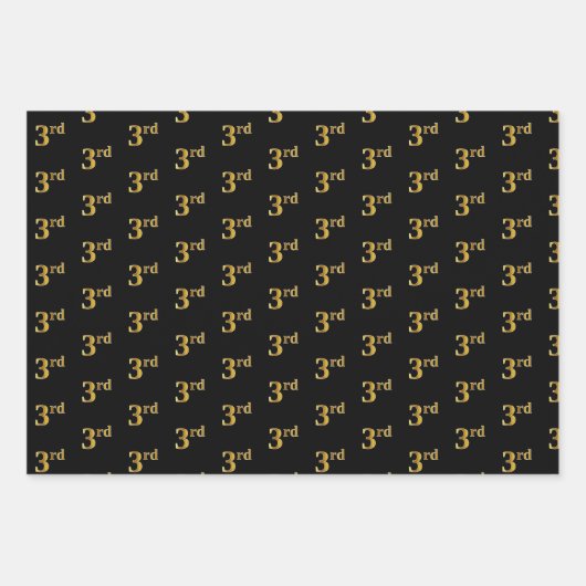 Elegantes Black, Red, Blue, Imitate Gold 3. Event Geschenkpapier Set (Vorderseite)