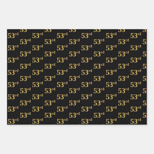 Elegantes Black, Red, Blue, Imitats Gold 53. Event Geschenkpapier Set (Vorderseite)