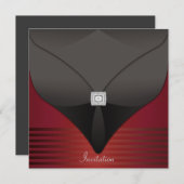 Elegantes Black Red Contemporary Party Einladung (Vorne/Hinten)