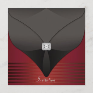 Elegantes Black Red Contemporary Party Einladung