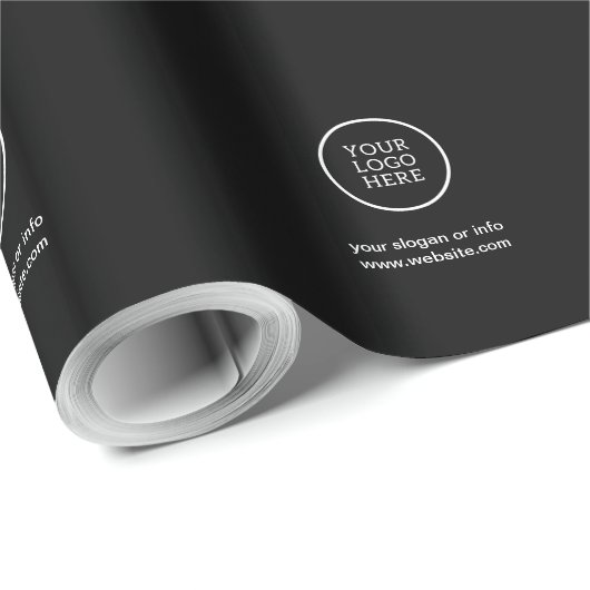 Elegantes Black Retail Wrapping Paper mit Logo Geschenkpapier (Rolleneckpunkt)