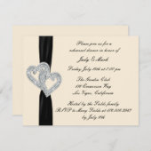 Elegantes Black Ribbon Probe Dinner Einladung (Vorne/Hinten)