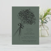 Elegantes Black Rose Bouquet Brautparty Einladung (Stehend Vorderseite)