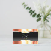 Elegantes Black Rose Gold Borders Logo und Foto Visitenkarte (Stehend Vorderseite)