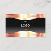 Elegantes Black Rose Gold Borders Logo und Foto Visitenkarte (Vorderseite)