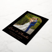 Elegantes Black & Rose Gold Foto Hochzeit Folieneinladung (Gedreht)