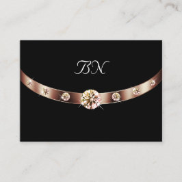 Elegantes Black Rose Gold mit Monogram und Diamond Visitenkarte