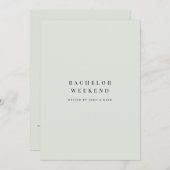 Elegantes Black & Sage Bachelor Wochenende Einladu Einladung (Vorne/Hinten)
