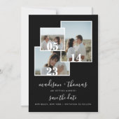 Elegantes Black Script 3 Foto Hochzeit speichern d Magneteinladung (Vorderseite)