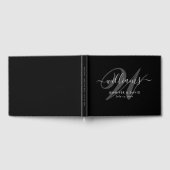 Elegantes Black Script Monogram Wedding Guest Book Gästebuch (Voll)