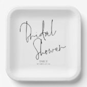 Elegantes Black Script Name Brautparty Pappteller (Vorderseite)