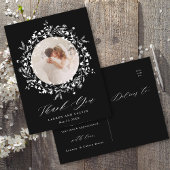 Elegantes Black Script Wedding Foto Danke Black Postkarte